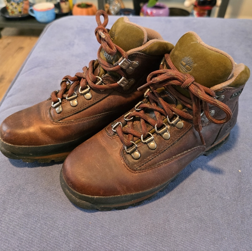 Timberland Euro Hiker Womens Size 8 Brown Leather Ankle Hiking Boots 95310